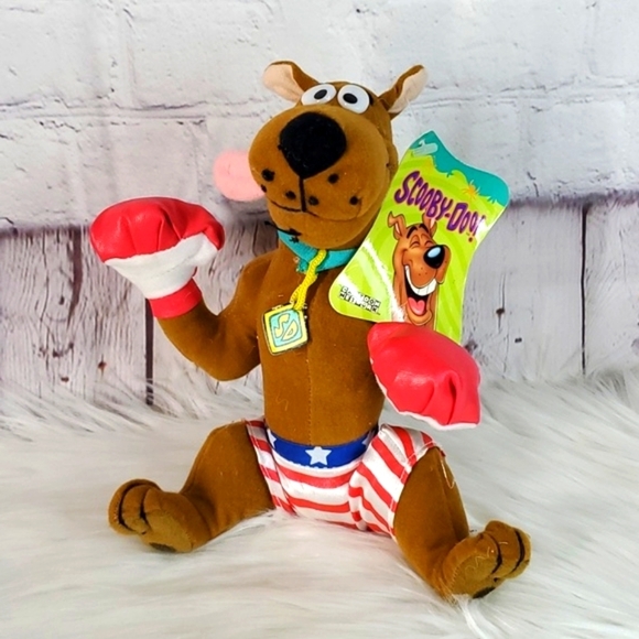 Scooby-Doo Other - Y2K NWT SCOOBY DOO Boxing Gloves & Patriotic Shorts Plush Stuffed Animal Toy 9"